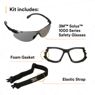 3M Solus 1000 Series, S1502SGAF-KT, Blk Temples, Scotchgard Anti-Fog Coating