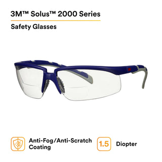 3M Solus 2000 Series, S2015AF-BLU, Blue/Gray Temples