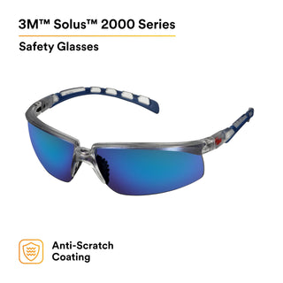 3M Solus 2000 Series, S2008AS-CLR, Clear/Blue Temples