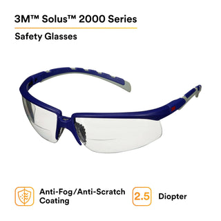 3M Solus 2000 Series, S2025AF-BLU, Blue/Gray Temples