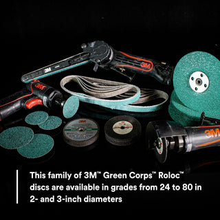 3M Green Corps Roloc Disc 36527, 80 grit, 2 in, 25 Discs/Carton