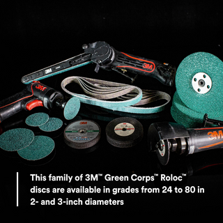 3M Green Corps Roloc Disc 36526, 60 grit, 2 in, 25 Discs/Carton