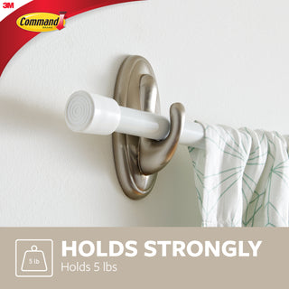 Command Curtain Rod Hooks, 2 hooks, 2 strips, 17053BN-2ES