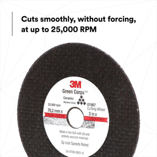 3M General Purpose Cut-Off Wheel 01987, 3 in x 0.04 in x 3/8 in