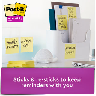 Post-it® Super Sticky Notes 654-12SSCY, 3 in x 3 in (76 mm x 76 mm)