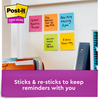 Post-it® Super Sticky Notes 654-5SSUC, 3 in x 3 in (76 mm x 76 mm)