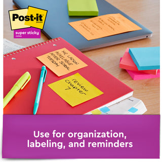 Post-it® Super Sticky Notes 654-5SSUC, 3 in x 3 in (76 mm x 76 mm)