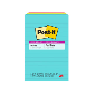 Post-it® Super Sticky Notes 660-3SSMIA, 4 in x 6 in (101 mm x 152 mm)