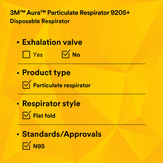 3M Aura Particulate Respirator 9205+, N95