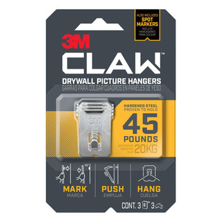 3M CLAW Drywall Picture Hanger 45 lb with Temporary Spot Marker 3PH45M-3ES