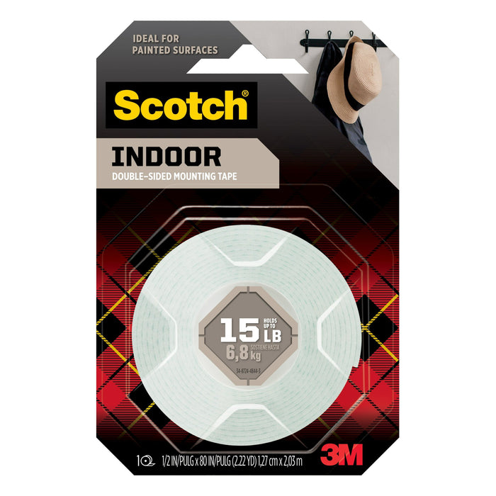 Scotch® Indoor Double-Sided Mounting Tape 110S, 0.5 in x 80 in