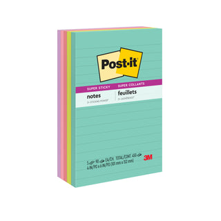 Post-it® Super Sticky Notes 660-5SSMIA, 4 in x 6 in (101 mm x 152 mm)