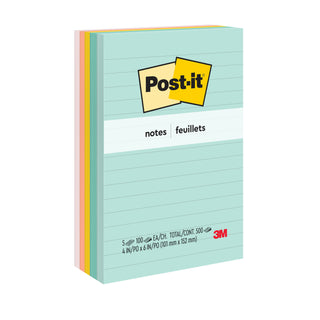 Post-it® Notes 660-5PK-AST, 4 in x 6 in (101 mm x 152 mm), Marsielle