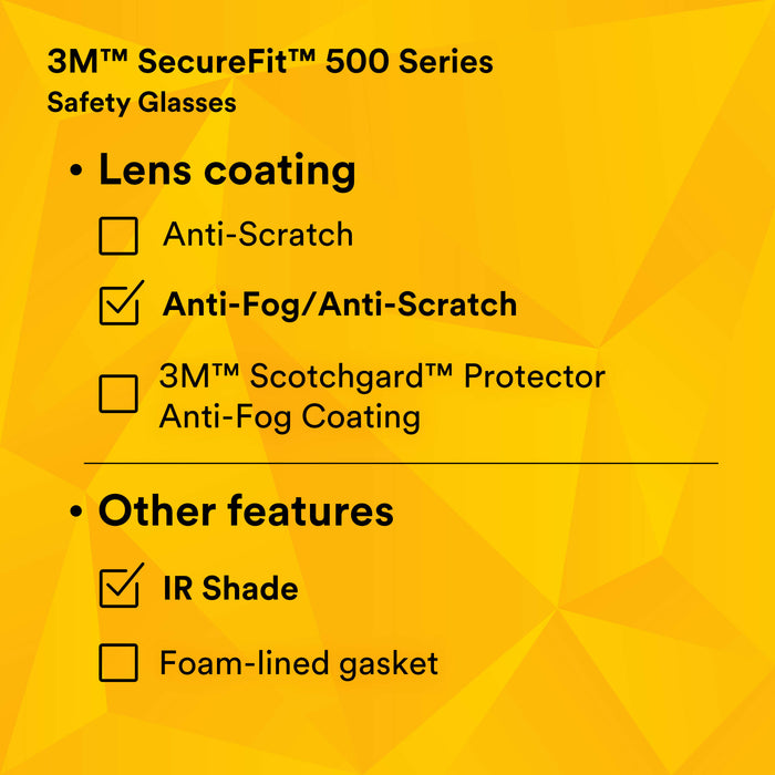 3M SecureFit 500 Series SF517AF-GRN, Black/Green, IR 1.7 Gray AF-AS Lens