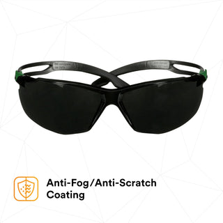 3M SecureFit 500 Series SF550AF-GRN, Black/Green, IR 5.0 Gray AF-AS Lens