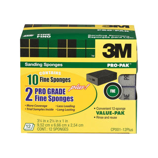 3M General Purpose Sanding Sponge CP001-12P, Block, 3 3/4 in x 2 5/8 in x 1 in