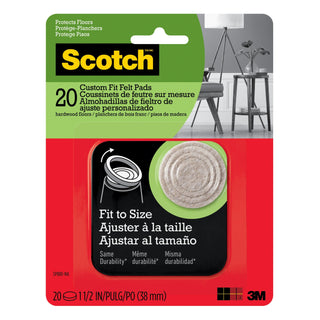 Scotch Custom Fit Felt Pads SP880-NA, Beige, 1.5 in, 20 ct