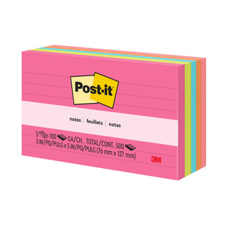 635-5AN Post-it® Notes, 3 in x 5 in (76 mm x 127 mm) Capetown Colors, Lined