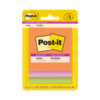 Post-it® Super Sticky Notes 3321-SSAU, 3 in x 3 in (76 mm x 76 mm)