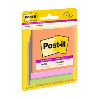 Post-it® Super Sticky Notes 3321-SSAU, 3 in x 3 in (76 mm x 76 mm)