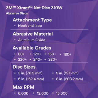 3M Xtract Net Disc 310W, 120+, 3 in x NH, Die 300V, 50/Carton