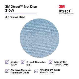 3M Xtract Net Disc 310W, 220+, 5 in x NH, Die 500X, 50/Carton