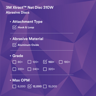 3M Xtract Net Disc 310W, 150+, 5 in x NH, Die 500X, 50/Carton