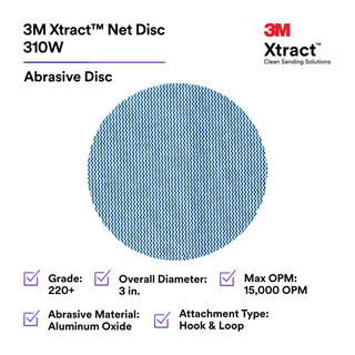 3M Xtract Net Disc 310W, 220+, 3 in x NH, Die 300V, 50/Carton