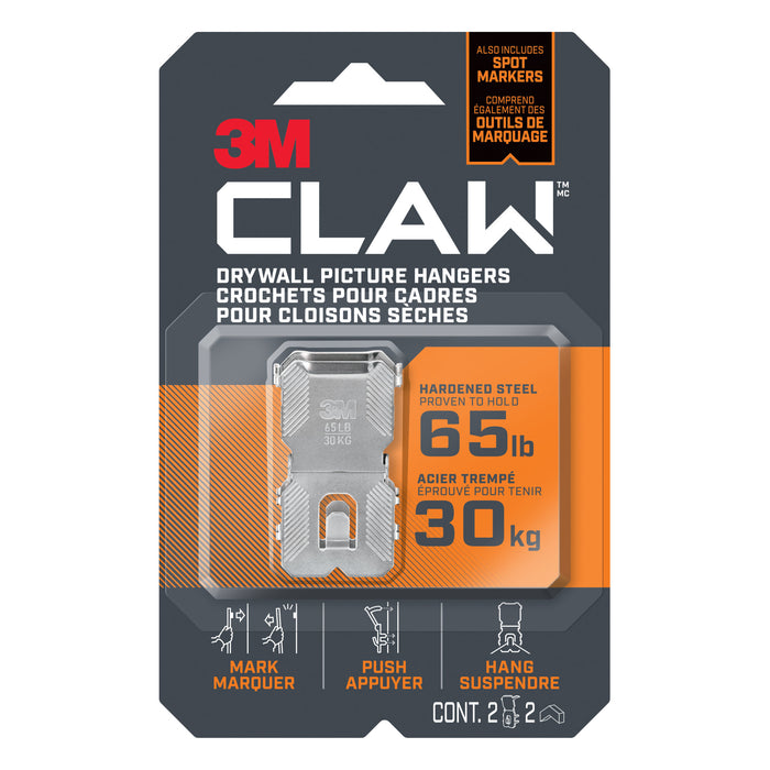 3M CLAW 65lb Drywall Picture Hangers with Spot Markers 3PH65M-2EF