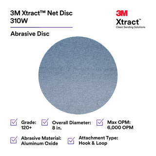 3M Xtract Net Disc 310W, 120+, 8 in x NH in, Die 800L, 50/Carton