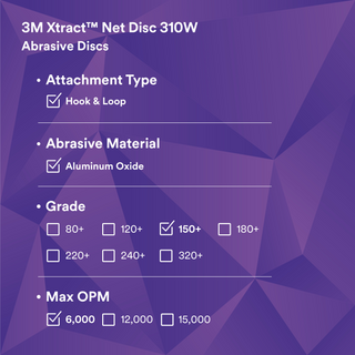 3M Xtract Net Disc 310W, 150+, 8 in x NH in, Die 800L, 50/Carton