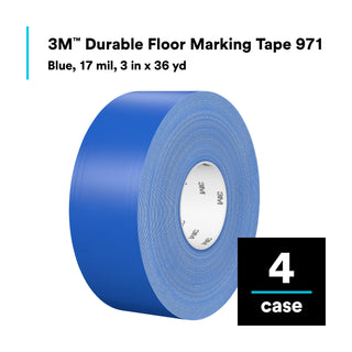 3M Durable Floor Marking Tape 971, Blue, 3 in x 36 yd, 17 mil