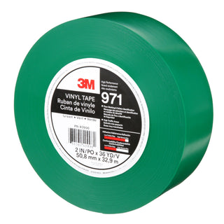 3M Durable Floor Marking Tape 971, Green, 2 in x 36 yd, 17 mil, 6 Rolls/Case