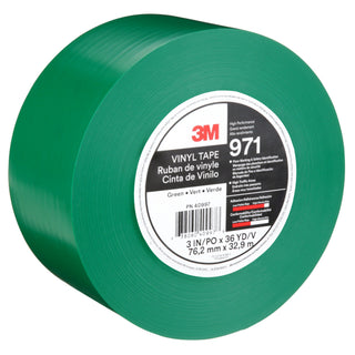 3M Durable Floor Marking Tape 971, Green, 3 in x 36 yd, 17 mil, 4 Rolls/Case