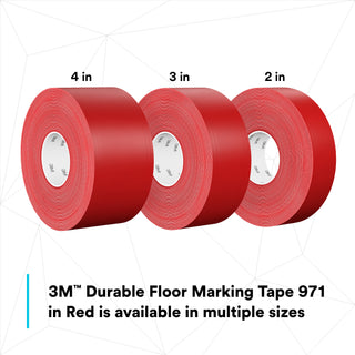 3M Durable Floor Marking Tape 971, Red, 2 in x 36 yd, 17 mil, 6 Rolls/Case