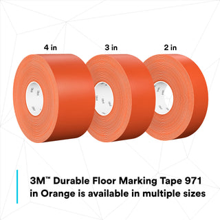 3M Durable Floor Marking Tape 971, Orange, 4 in x 36 yd, 17 mil, 3 Rolls/Case