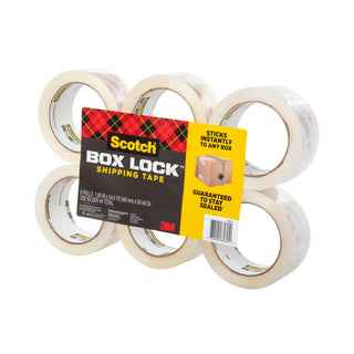 Scotch® Box Lock Packaging Tape 3950-4RD-6GC, 1.88 in x 54.6 yd (48 mm x 50 m)