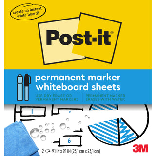 Post-it® Flex Write Surface FWS-Sheets2PKR, 9.1 in x 9.1 in (23.1 cm x 23.1 cm)