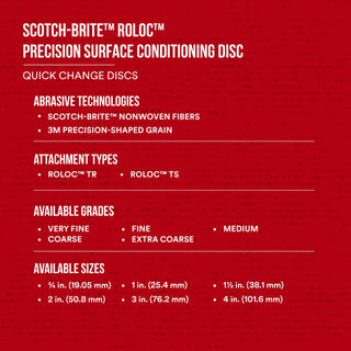 Scotch-Brite Roloc Precision Surface Conditioning Disc, PN-DR, Medium, TR, 3 in