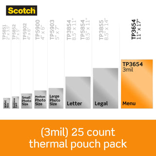 Scotch Laminating Pouches TP3856-25, 11.45 in x 17.48 in (290 mm x 443 mm)