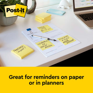 Post-it® Notes 654-24VAD, 3 in x 3 in (76 mm x 76 mm) Canary Yellow