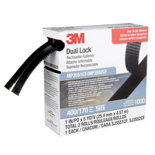 3M Dual Lock Reclosable Fastener MP3551CF/MP3552CF, Black, 1 in x 5 yd