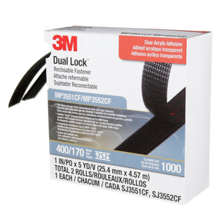 3M Dual Lock Reclosable Fastener MP3551CF/MP3552CF, Black, 1 in x 5 yd