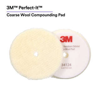 3M Perfect-It Random Orbital Wool Compounding Pad 34124, Coarse,White, 6 in