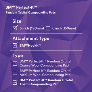 3M Perfect-It Random Orbital Foam Compounding Pad 34122, Coarse,White, 5 in