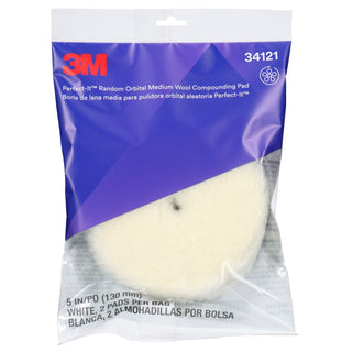 3M Perfect-It Random Orbital Wool Compounding Pad 34121, Medium,White, 5 in