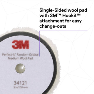 3M Perfect-It Random Orbital Wool Compounding Pad 34121, Medium,White, 5 in