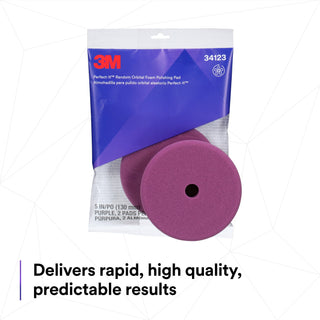 3M Perfect-It Random Orbital Foam Polishing Pad 34123, Fine, Purple, 5in