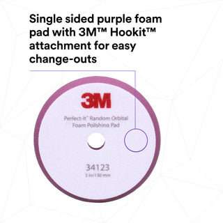 3M Perfect-It Random Orbital Foam Polishing Pad 34123, Fine, Purple, 5in