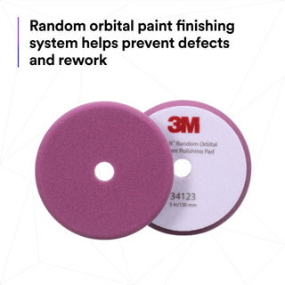 3M Perfect-It Random Orbital Foam Polishing Pad 34123, Fine, Purple, 5in